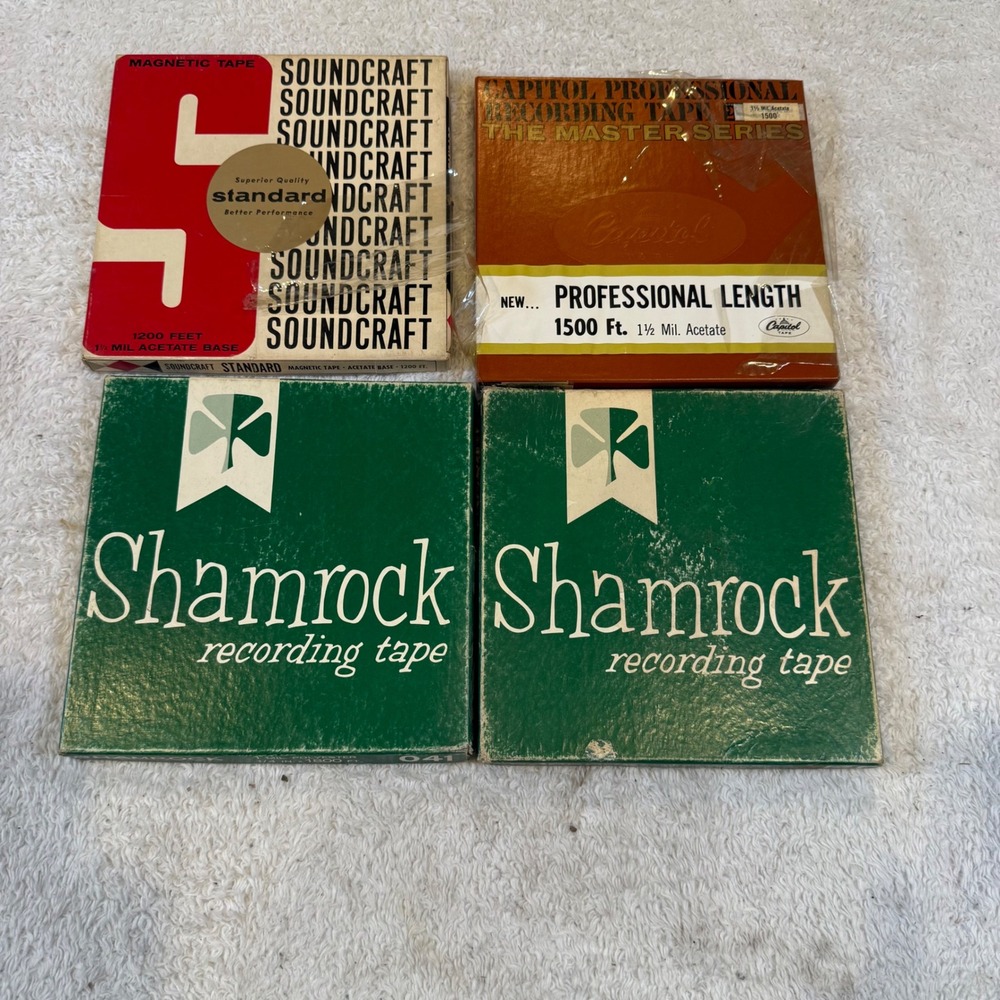 Vintage Reel to Reel Tape Lot Capitol Soundcraft Shamrock 7 Inch Recording Tapes